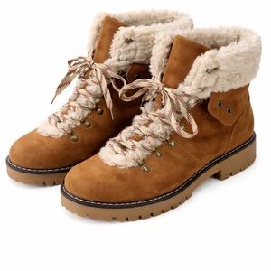 Sherpa-Lined Lace-Up Hiking Boots